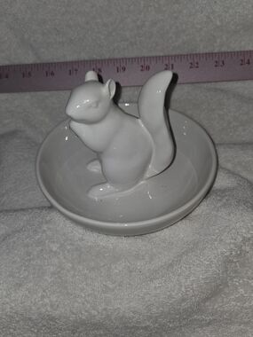 White Ceramic Squirrel Ring Dish